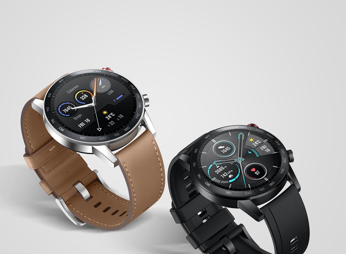 Render oficial del Huawei Honor Magic Watch 2 con dos mallas diferentes.