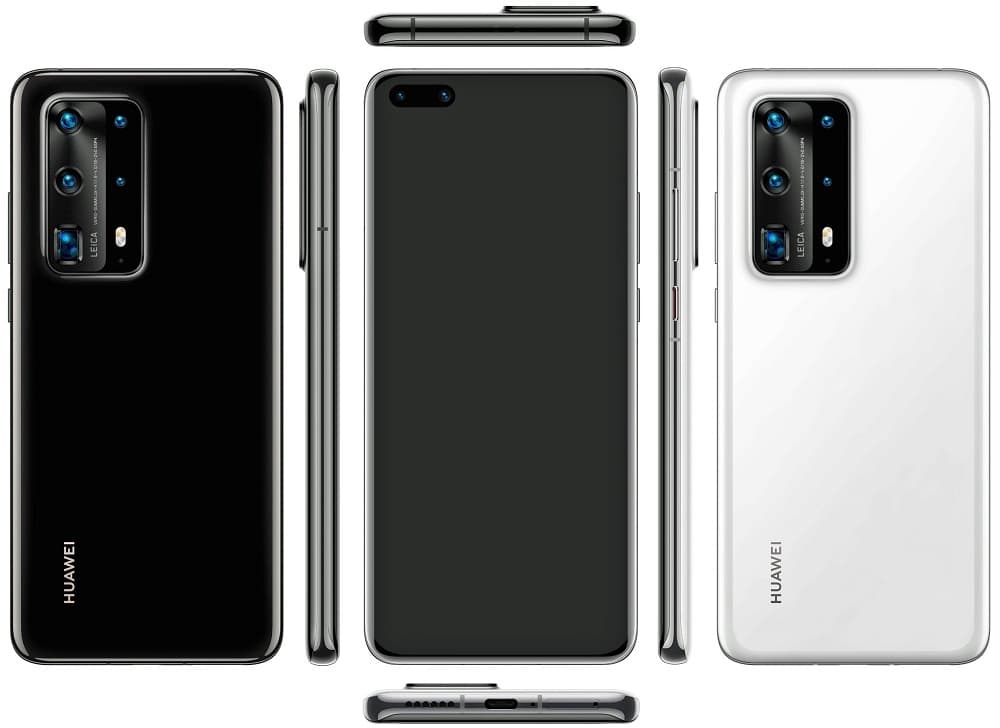 Render filtrado del diseño del Huawei P40 Pro Premium desde todos sus ángulos.