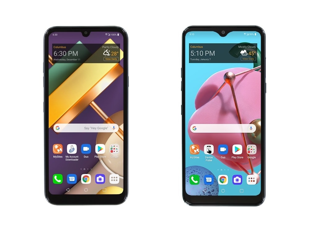 Render filtrado del diseño frontal del LG L455DL y el LG L555DL.