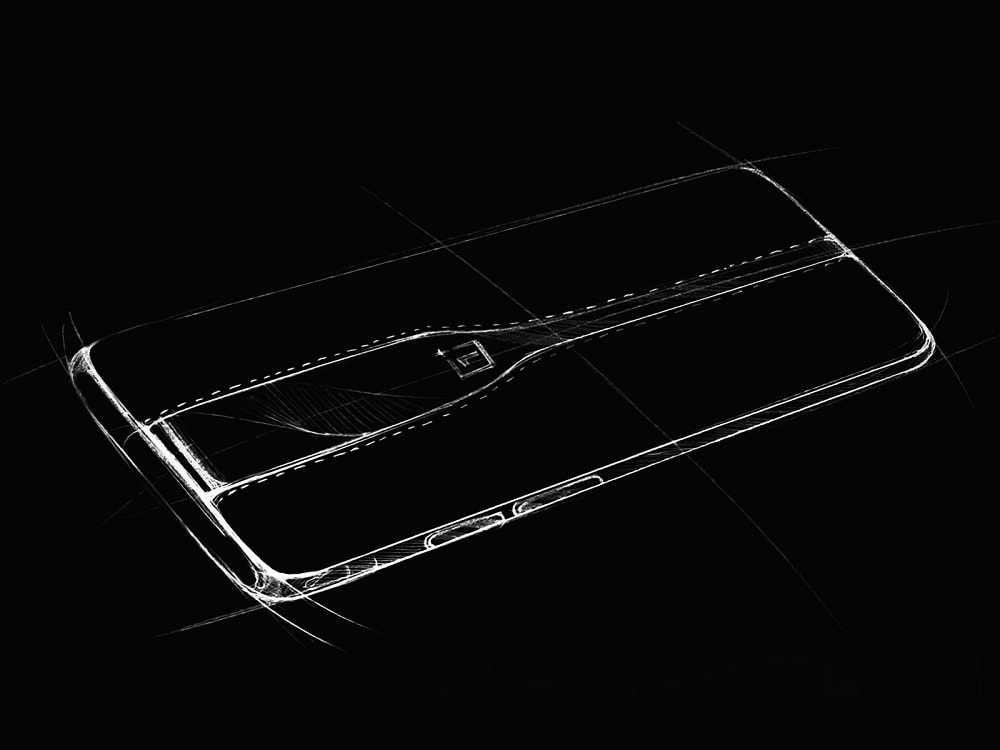 Boceto del diseño del OnePlus Concept One con cámara dorsal triple invisible.