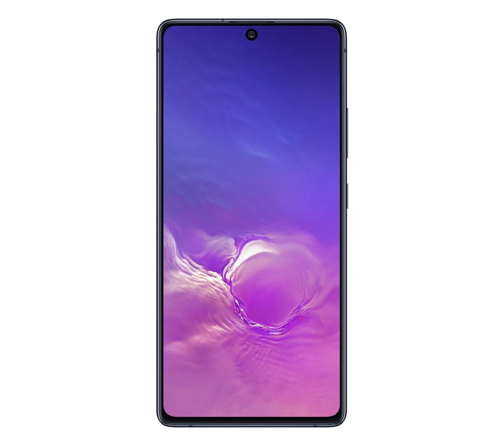 Diseño frontal del Samsung Galaxy S10 Lite color Prism Black.