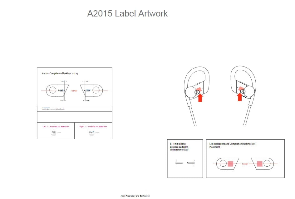 Ilustración del diseño de los Apple Powerbeats 4 según la FCC.
