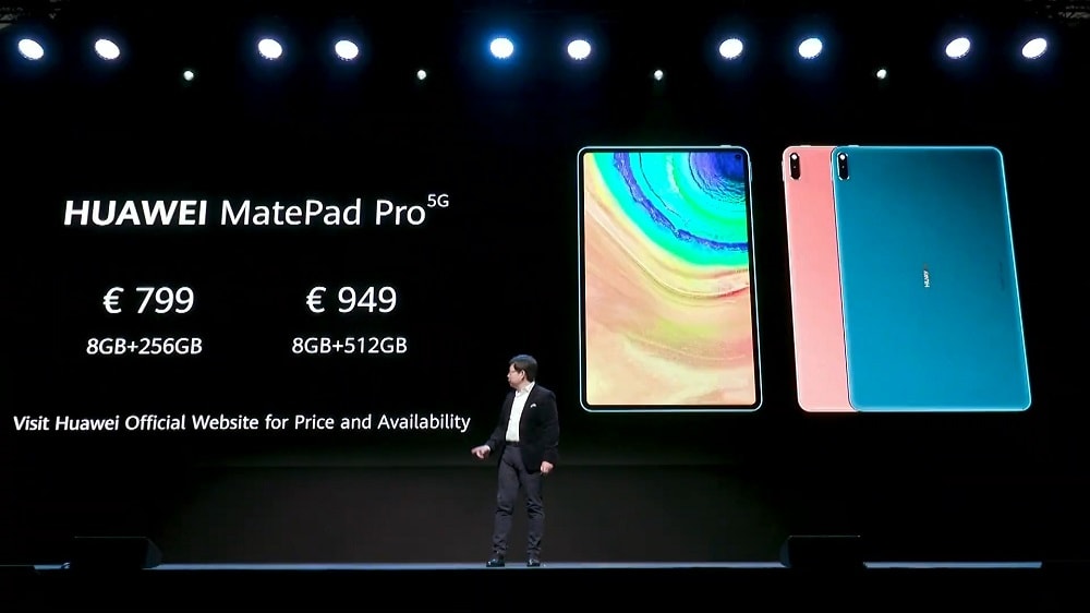 Captura de pantalla con los precios de la Huawei MatePad Pro con conectividad 5G.