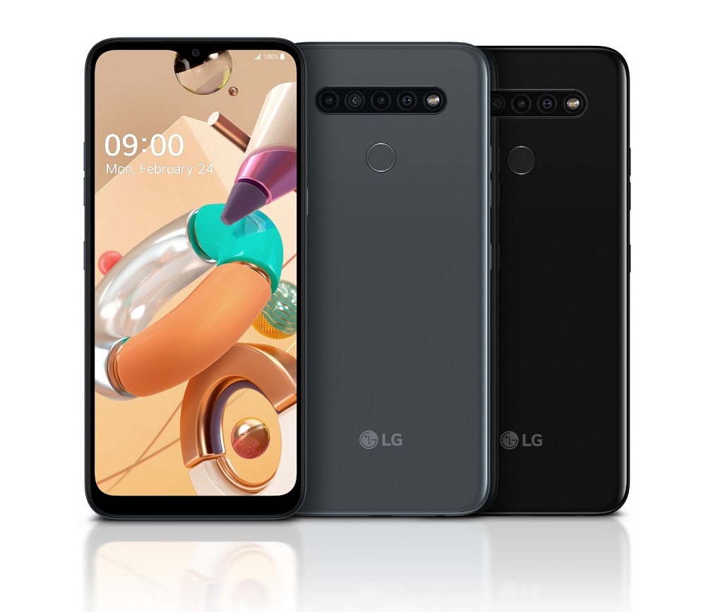 Render oficial del diseño frontal y dorsal del LG K41S.