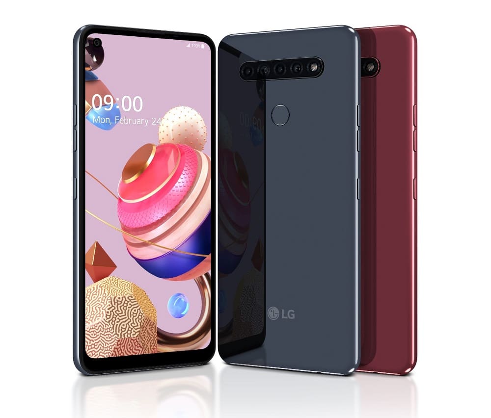 Render oficial del diseño frontal y dorsal del LG K51S.