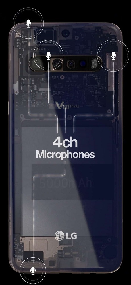 Captura de pantalla filtrada del diseño dorsal del LG V60 ThinQ.