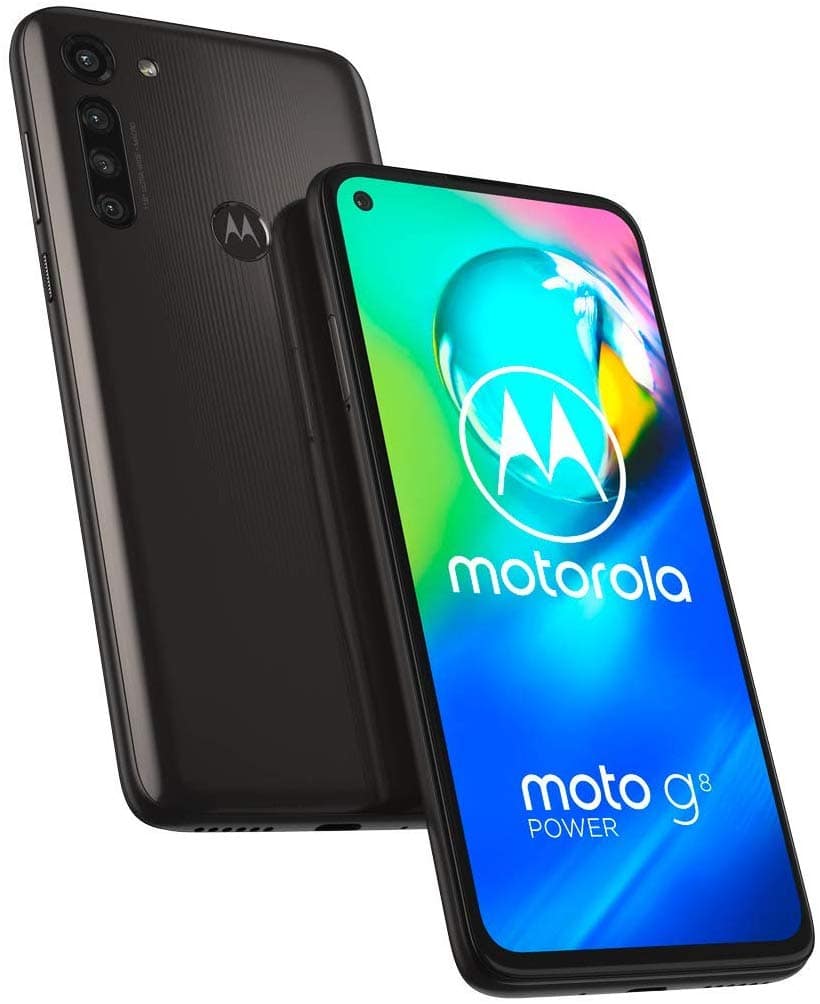 Render oficial del diseño frontal y dorsal del Motorola Moto G8 Power.