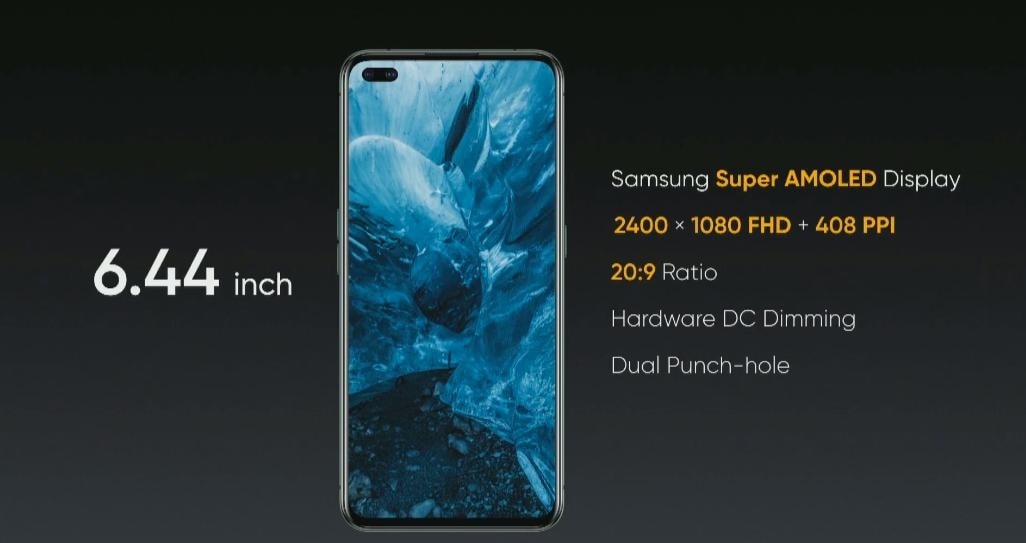 Captura de pantalla de las características del display del Realme X50 Pro.