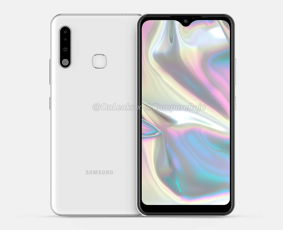 Render CAD filtrado del diseño del Samsung Galaxy A70e.