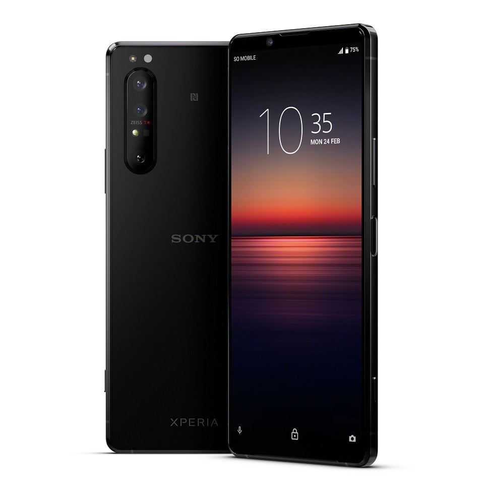 Render oficial del diseño frontal y dorsal del Sony Xperia 1 II.