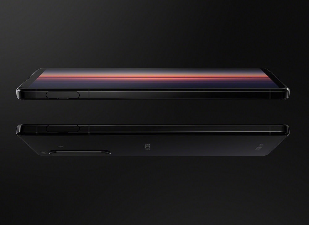 Render oficial del Sony Xperia 1 II mostrando sus aristas laterales.