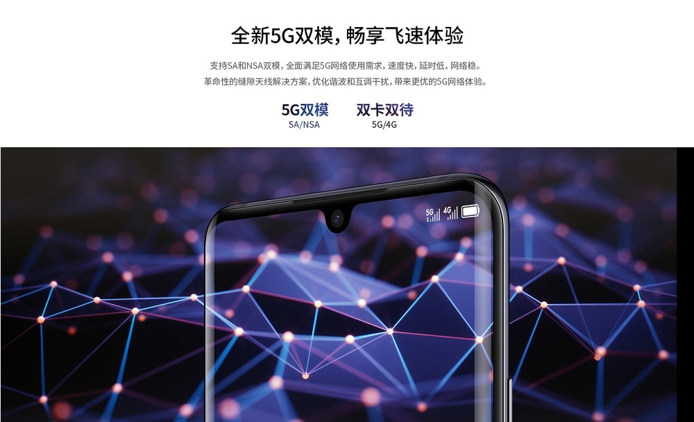 Infografía del ZTE Axon 10s Pro describiendo sus opciones de conectividad.