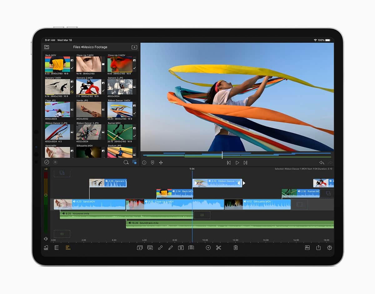 Render oficial ilustrando la Apple iPad Pro 2020 editando video.