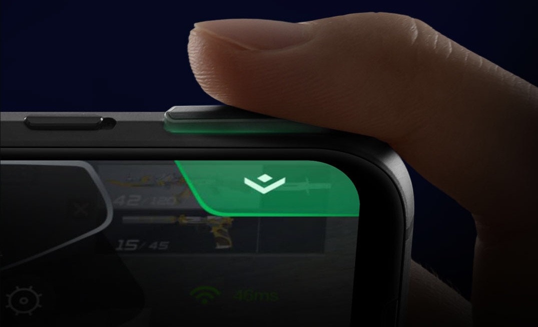Render ilustrando los gatillos laterales del Xiaomi Black Shark 3 Pro.