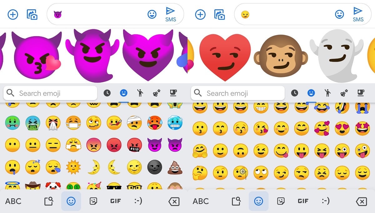 Capturas de pantalla oficiales del primer menú de sugerencias de Emoji Kitchen.