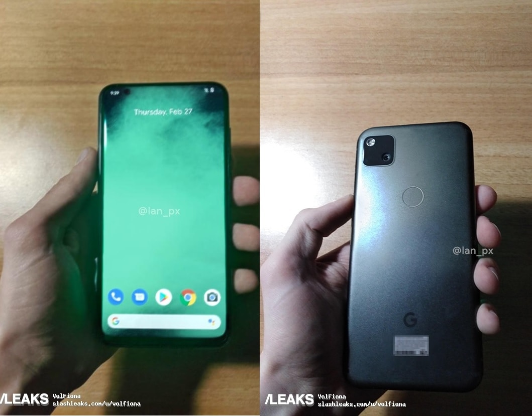 Fotos filtradas del diseño frontal y dorsal del Google Pixel 4a.