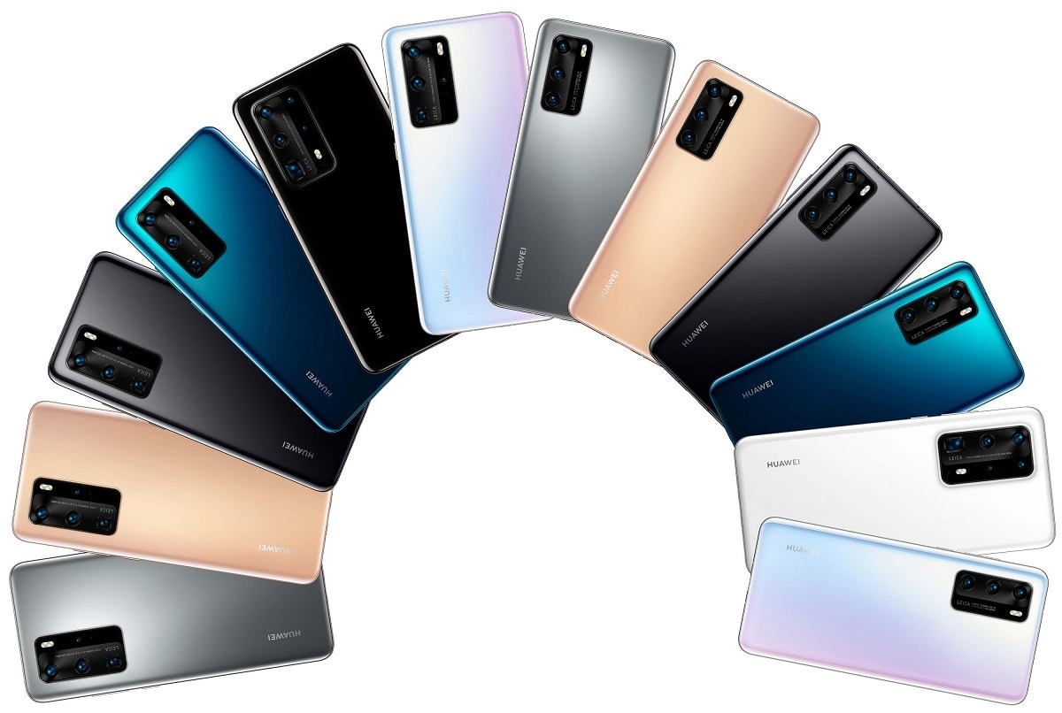 Render filtrado de la Huawei P40 Series en todos sus modelos y colores.
