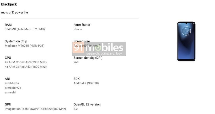 Características del Motorola Moto G8 Play reveladas por Google Play Console.