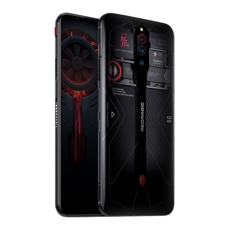Ilustración oficial del diseño frontal y dorsal del Nubia Red Magic 5G.