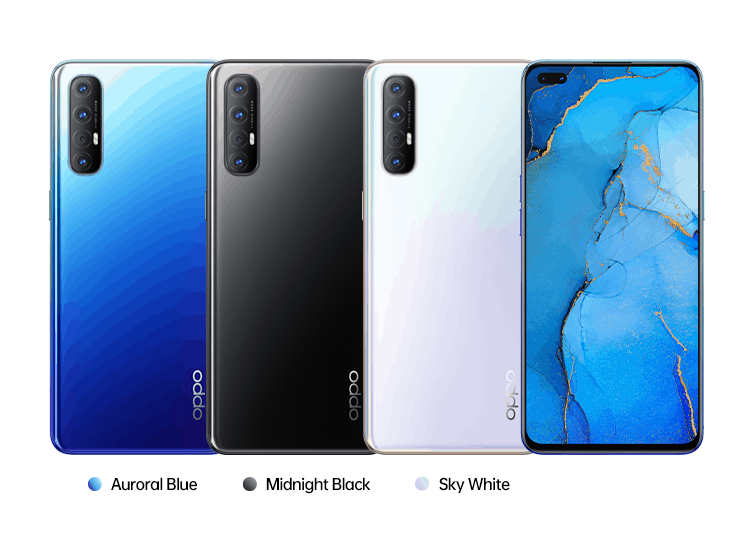 Render ilustrando los colores de partida del nuevo OPPO Reno 3 Pro.