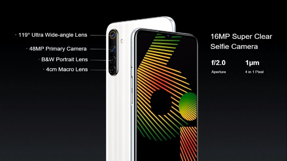 Captura de pantalla con las características de la cámara posterior del Realme 6i.