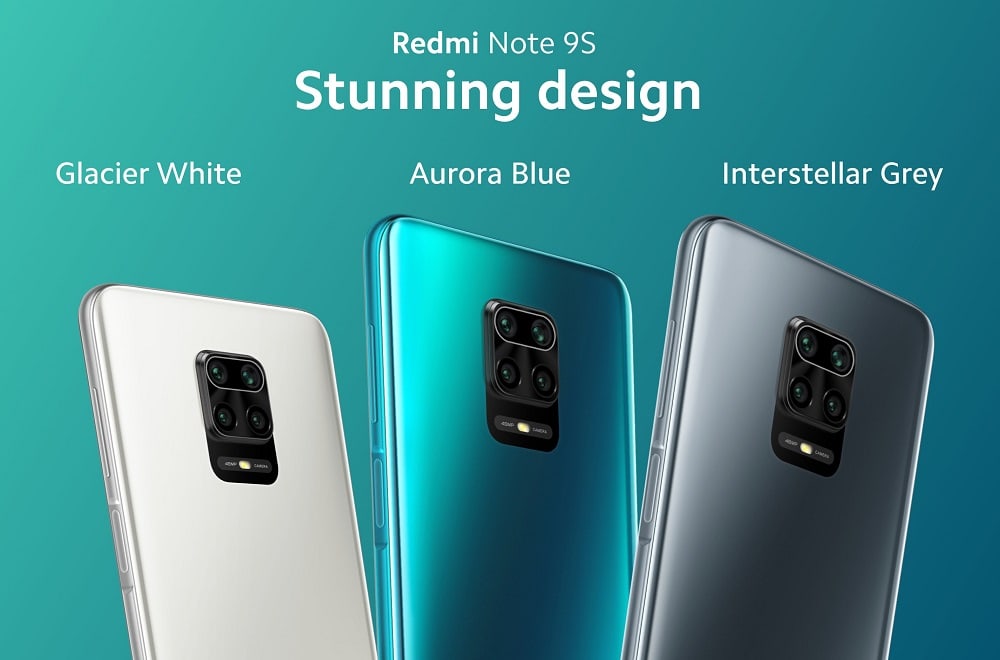 Render oficial de los colores de partida del Xiaomi Redmi Note 9S.