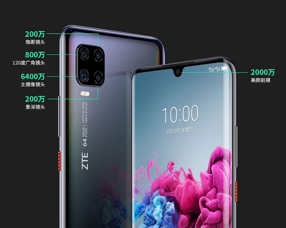 Render oficial del ZTE Axon 11 5G con las características de sus cámaras.