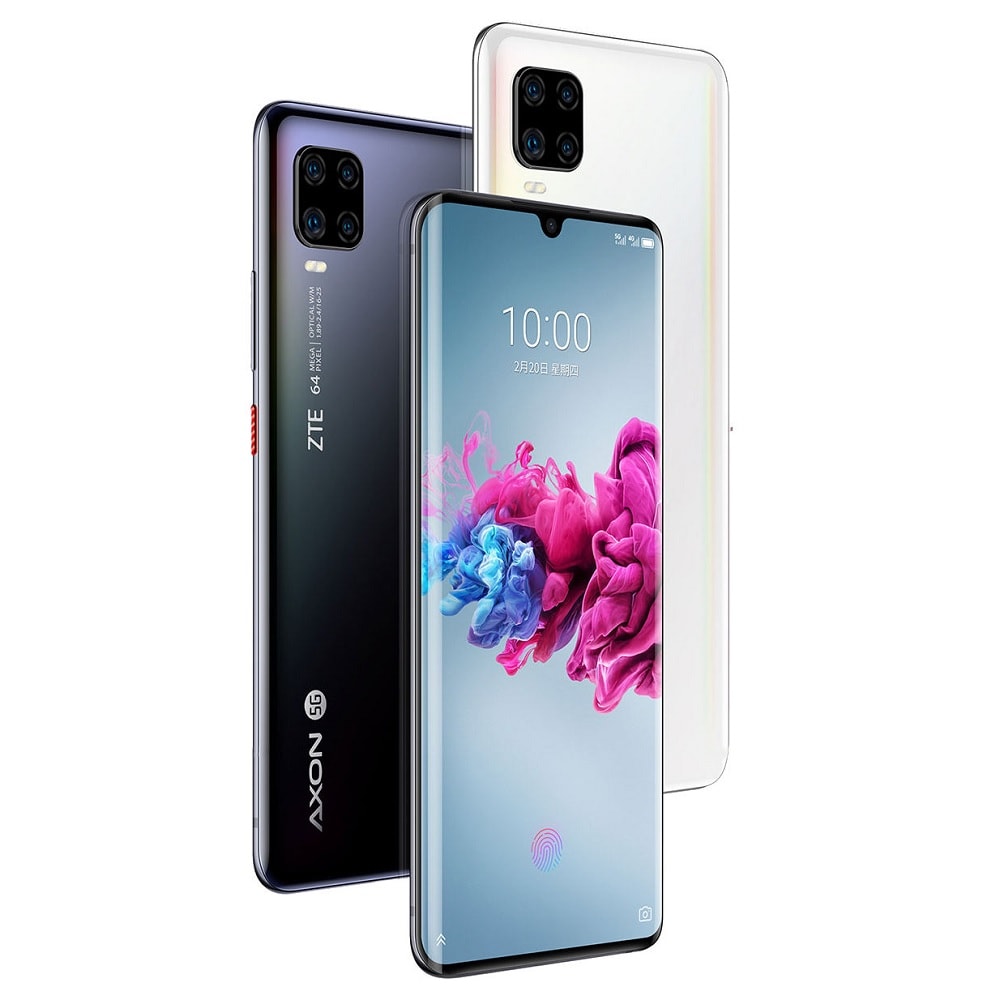 Render oficial del diseño frontal, dorsal y lateral del ZTE Axon 11 5G.