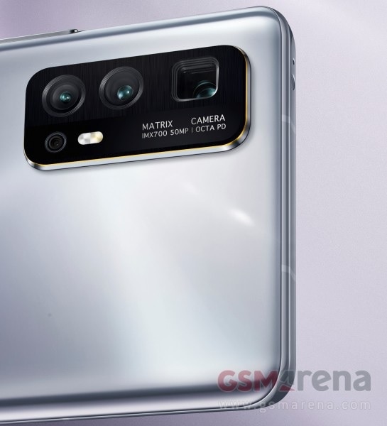 Render filtrado del diseño dorsal parcial del Huawei Honor 30.