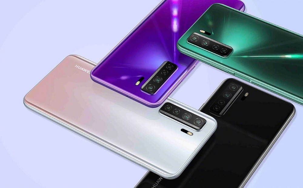 Render oficial del diseño frontal y dorsal del Huawei Nova 7 SE en cuatro colores.