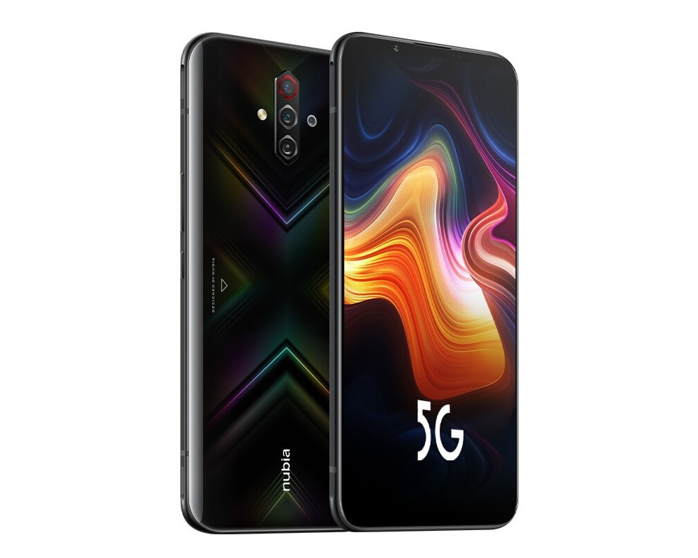 Render oficial del diseño frontal y dorsal del ZTE Nubia Play color negro.