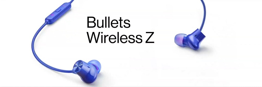 Render oficial de los OnePlus Bullets Wireless Z en color azul.