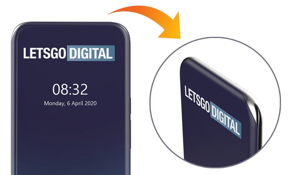 Render ilustrativo del smartphone de Samsung con cuatro bordes curvados.