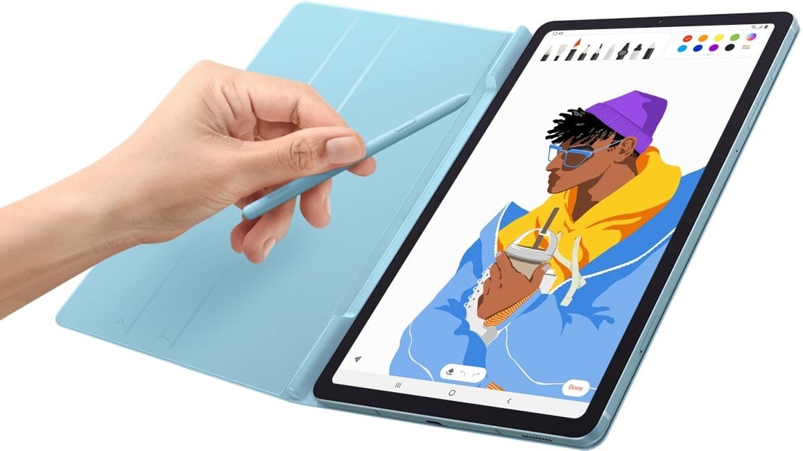 Render oficial de la Samsung Galaxy Tab S6 Lite con carcasa protectora.