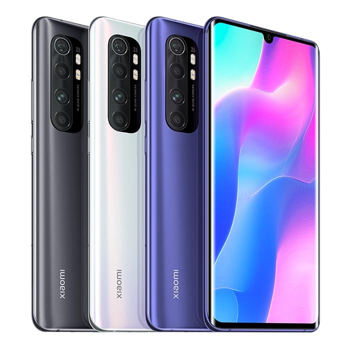 Render oficial del diseño frontal y dorsal del Xiaomi Mi Note 10 Lite.