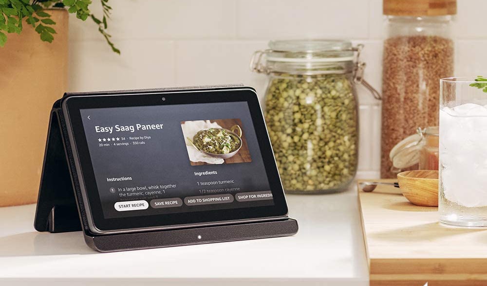 Render publicitario del diseño frontal de la Amazon Fire HD 8 Plus.