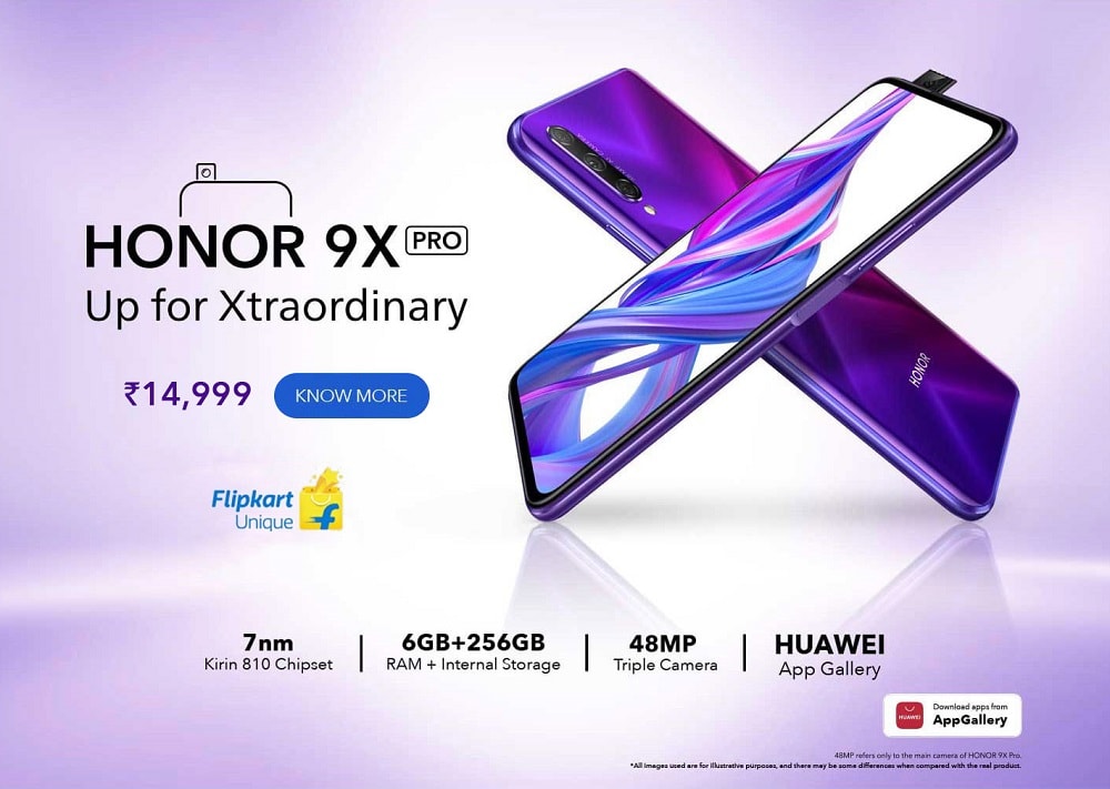 Render publicitario de la oferta de compra del Huawei Honor 9X Pro.