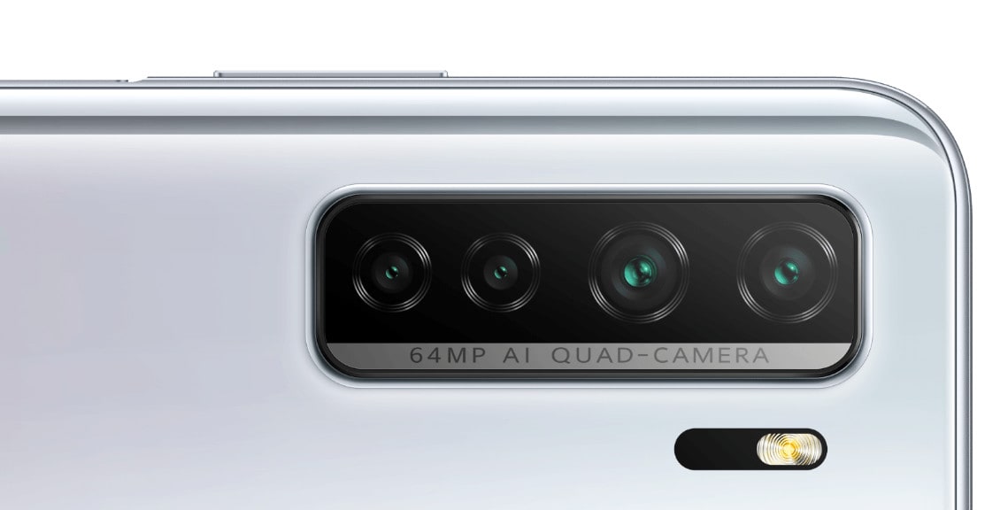 Render ilustrativo de la cámara dorsal cuádruple del Huawei P40 Lite 5G.
