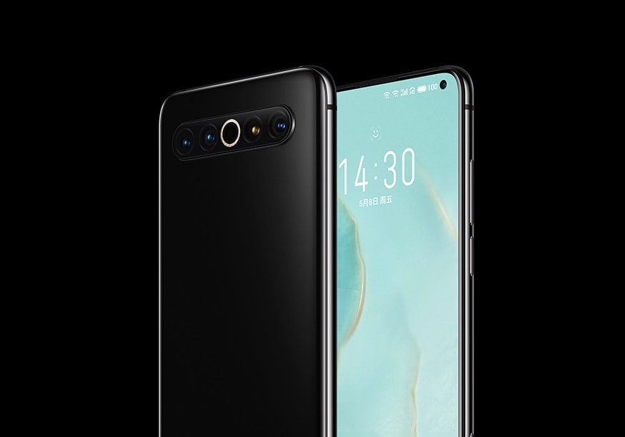 Render oficial del diseño frontal y dorsal superior del Meizu 17 Pro.