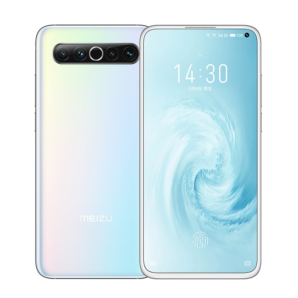 Diseño frontal y dorsal del Meizu 17 color blanco.