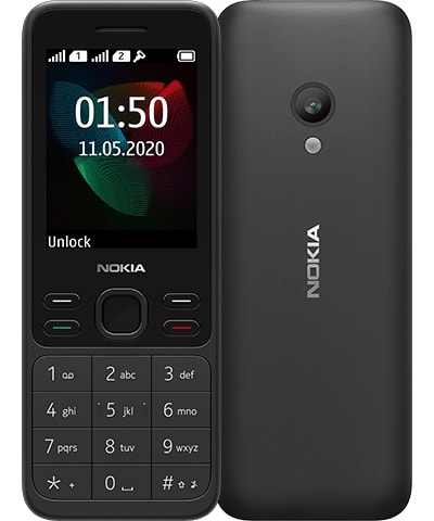 Render oficial del diseño frontal y dorsal del Nokia 150.