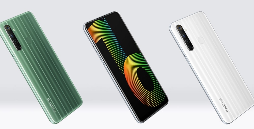 Render oficial del diseño frontal y dorsal del Realme Narzo 10.