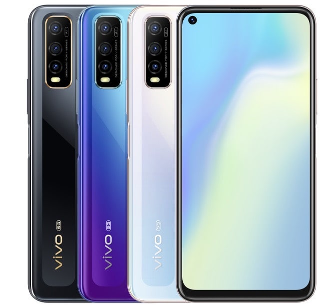 Render oficial del diseño frontal y dorsal del Vivo Y70s. 