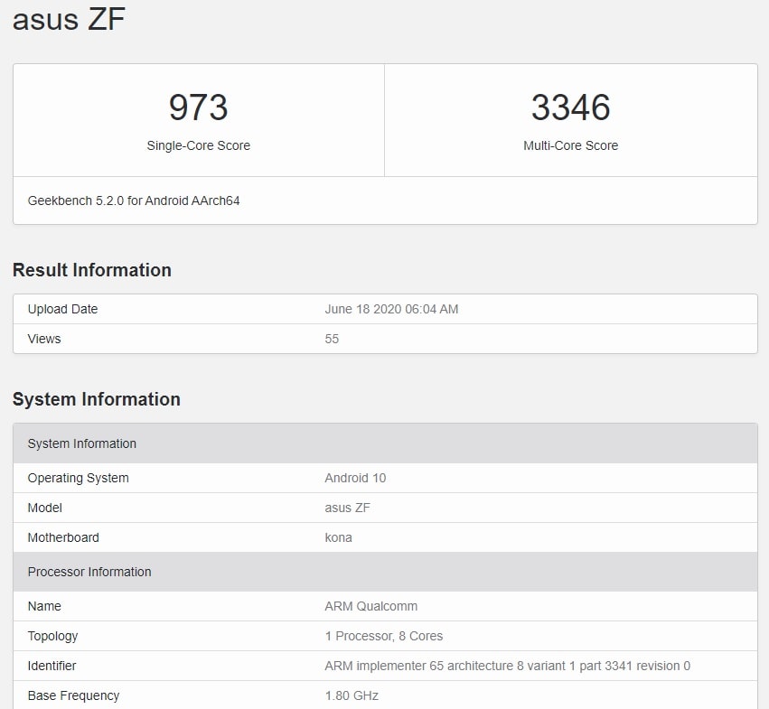 Resultados del ASUS Zenfone 7 en Geekbench.