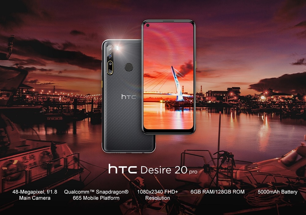 Infografía oficial del HTC Desire 20 Pro con sus principales características.