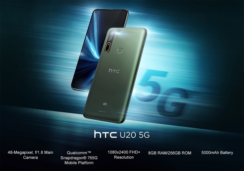 Infografía oficial del HTC U20 5G con sus principales características.