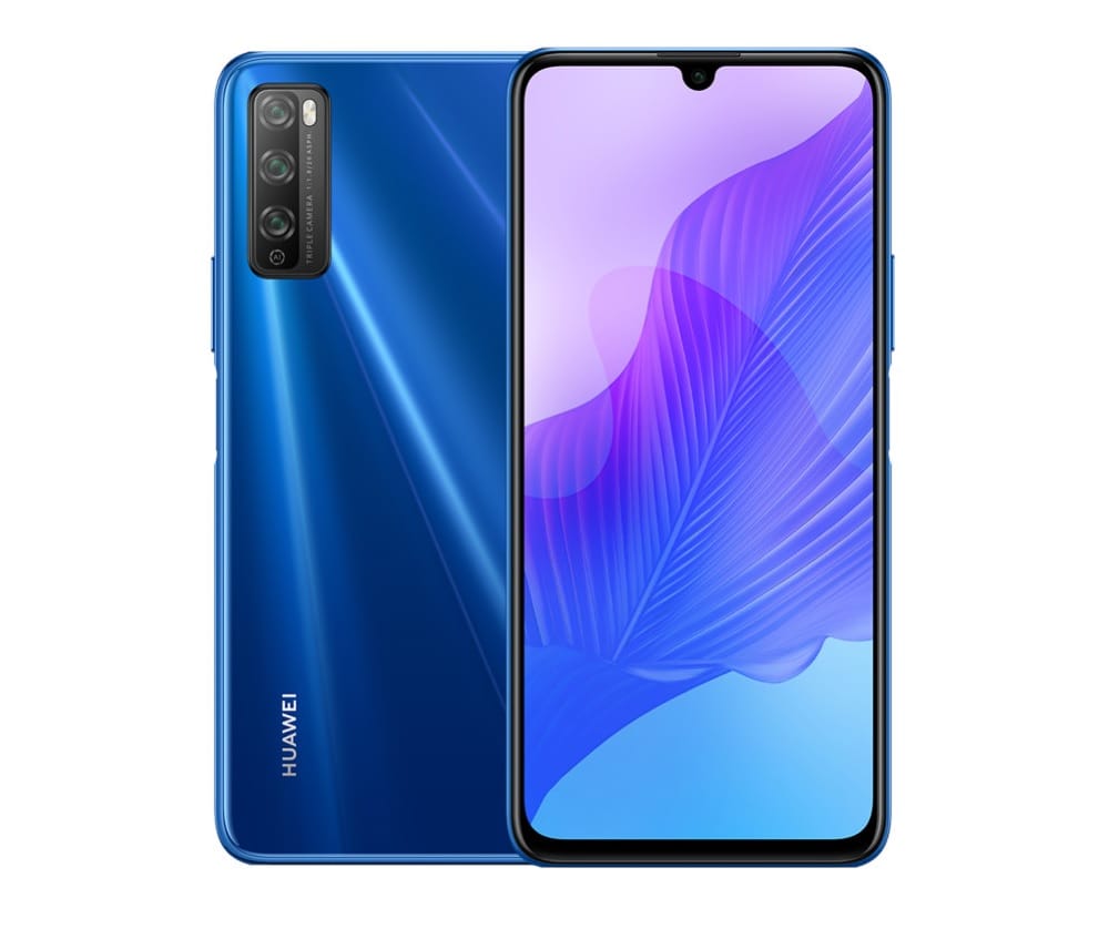 Render oficial del diseño frontal y dorsal del Huawei Enjoy 20 Pro.