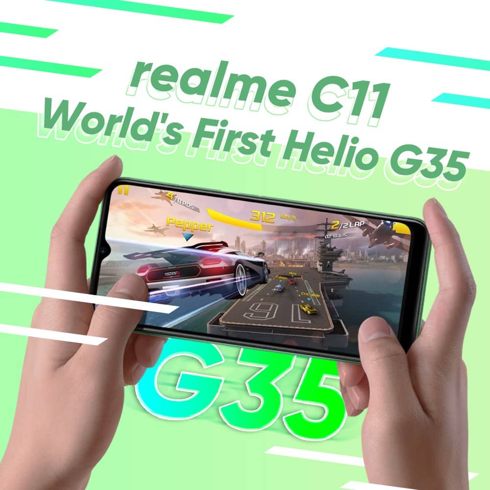 Teaser oficial del OPPO Realme C11 revelando su procesador y diseño frontal.
