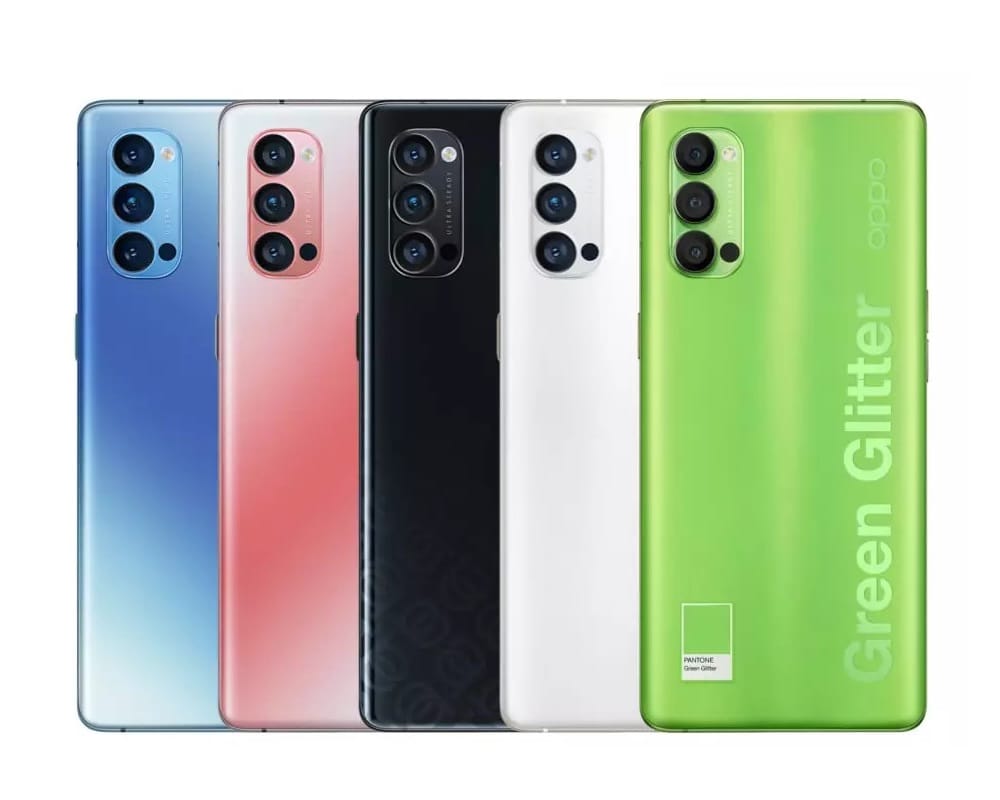 Render oficial de la oferta de colores del OPPO Reno4 Pro.