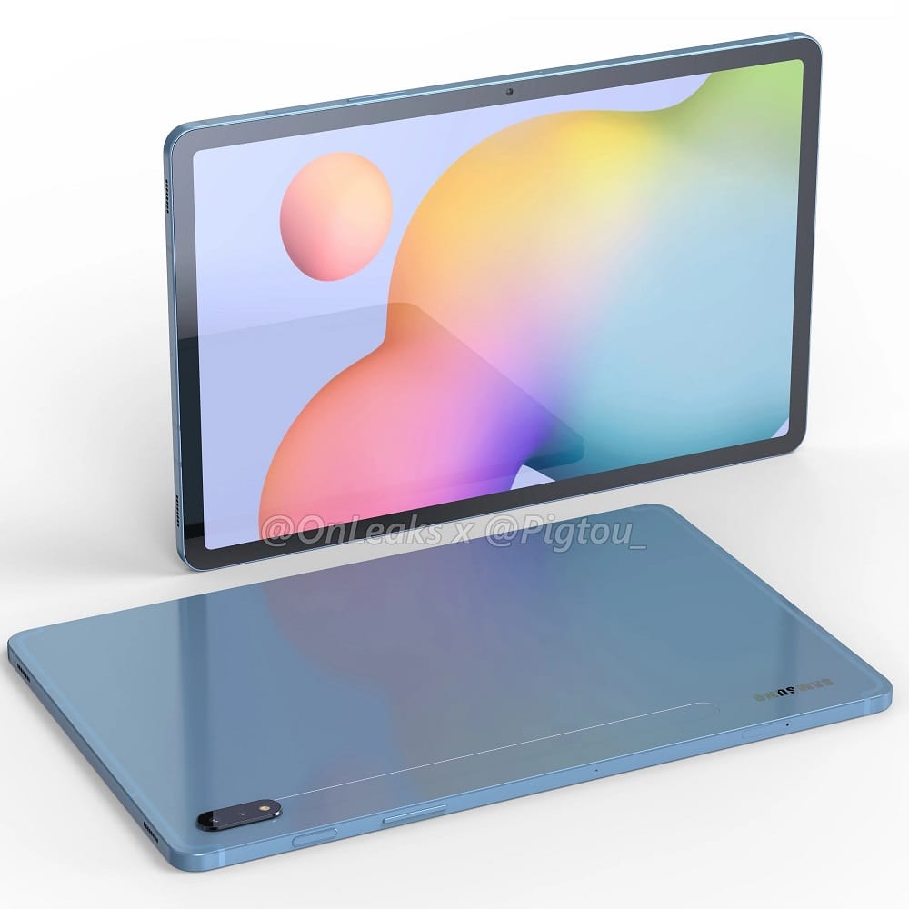 Render 3D del diseño frontal y dorsal de la Samsung Galaxy Tab S7.